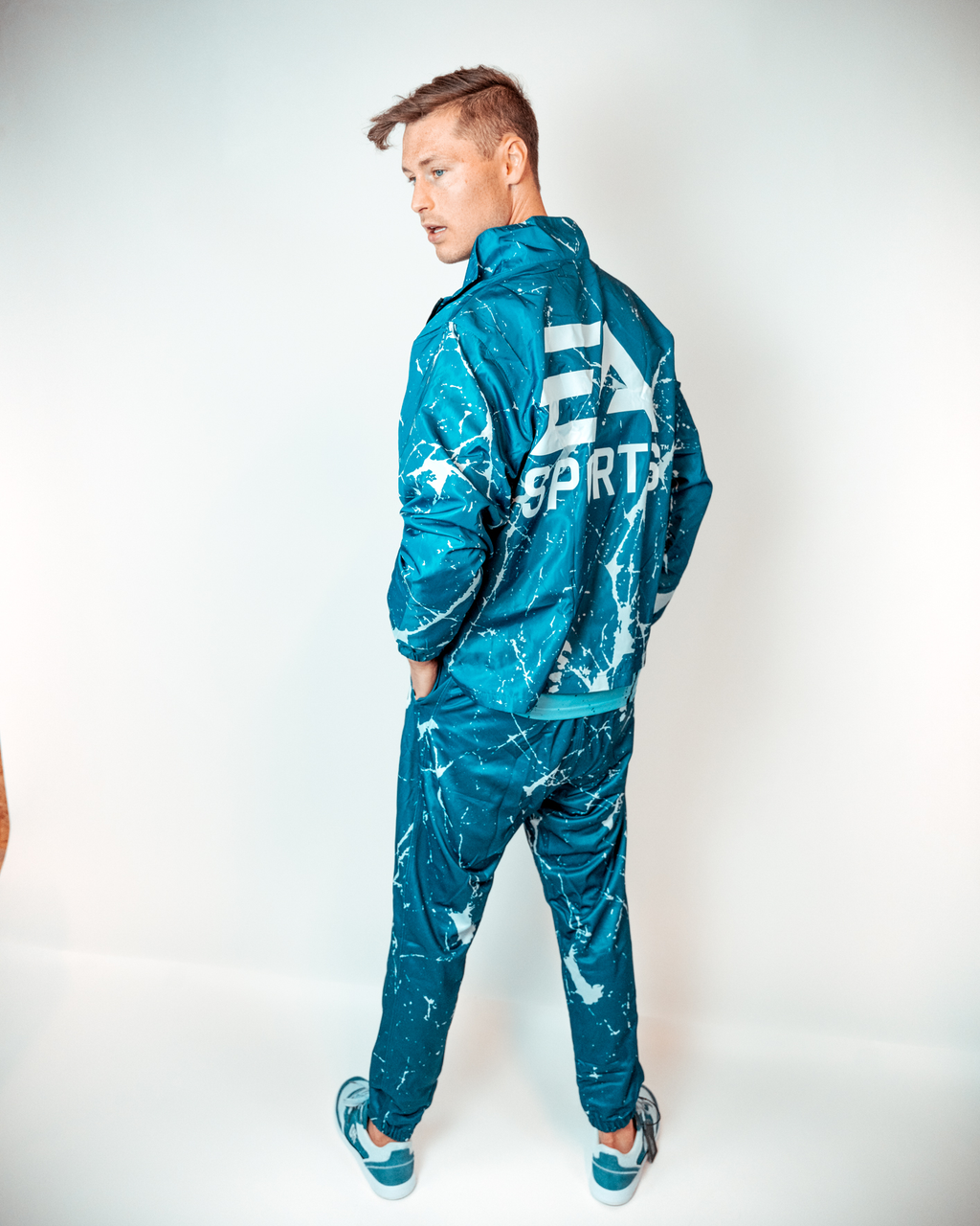 Off-Pitch x EA Sports cracked ice jacket Dark blue